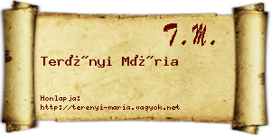 Terényi Mária névjegykártya